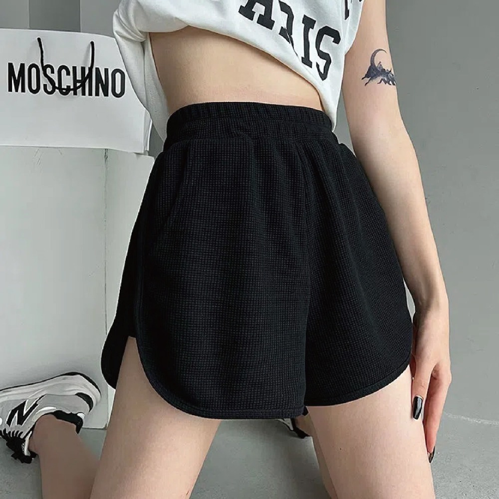 【Helena】華夫格短褲 闊腿褲 真理褲 韓版寬鬆顯瘦高腰大碼休閒運動短褲 女褲 褲子【C1107】-細節圖5