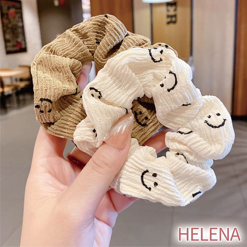 【7-ELEVEN 門市團購】【海麗娜】韓版微笑髮圈 大腸圈 頭飾 髮飾 ins風 笑臉髮圈 氣質時尚髮圈【D34】-細節圖2