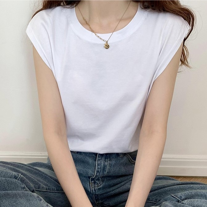 【Helena】寬鬆素色無袖上衣 背心上衣 寬鬆顯瘦背心 衣服 短袖t恤 素T 女裝【A1179】-細節圖7