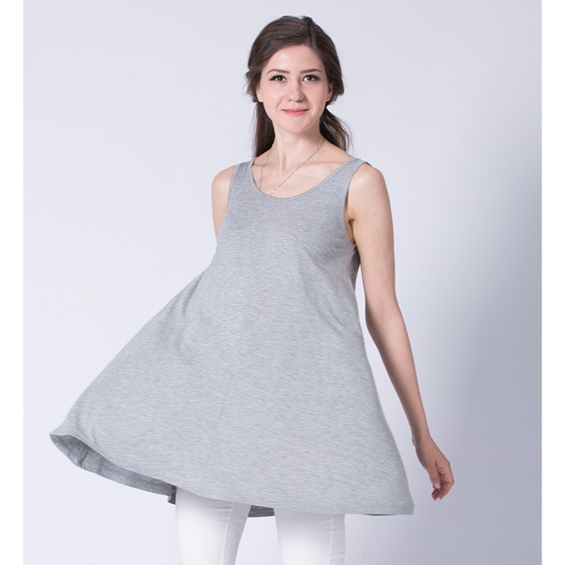 【Helena】莫代爾無袖背心裙 孕婦裝 A字裙 中長款洋裝 寬鬆大尺碼家居打底裙 睡裙 連身裙【A1146】-細節圖2