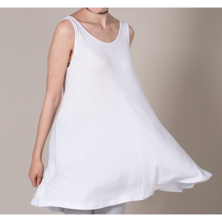 【Helena】莫代爾無袖背心裙 孕婦裝 A字裙 中長款洋裝 寬鬆大尺碼家居打底裙 睡裙 連身裙【A1146】-細節圖5