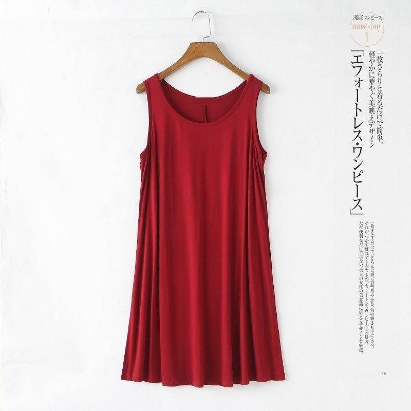 【Helena】莫代爾無袖背心裙 孕婦裝 A字裙 中長款洋裝 寬鬆大尺碼家居打底裙 睡裙 連身裙【A1146】-細節圖9