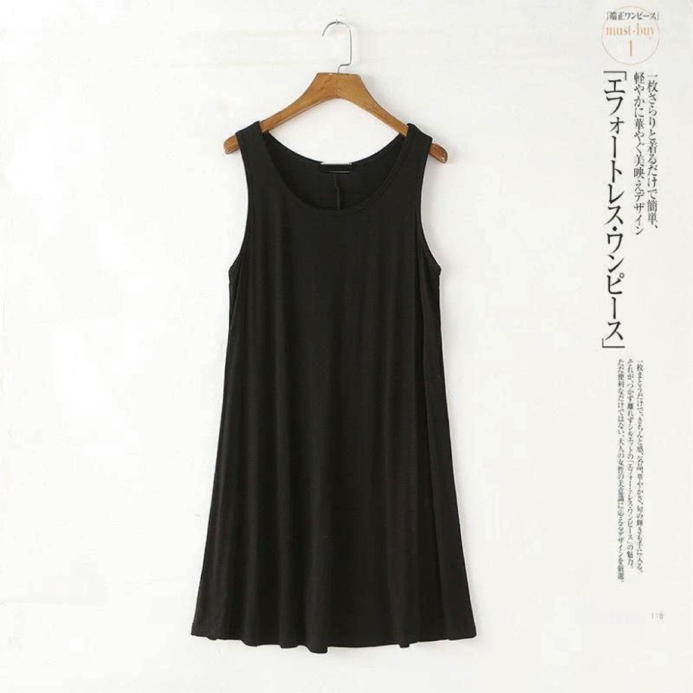 【Helena】莫代爾無袖背心裙 孕婦裝 A字裙 中長款洋裝 寬鬆大尺碼家居打底裙 睡裙 連身裙【A1146】-規格圖9