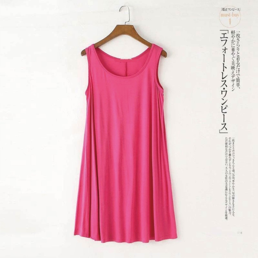 【Helena】莫代爾無袖背心裙 孕婦裝 A字裙 中長款洋裝 寬鬆大尺碼家居打底裙 睡裙 連身裙【A1146】-規格圖9