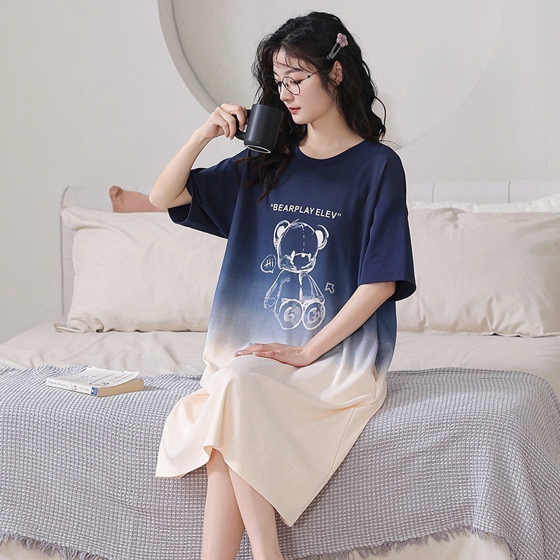 【海麗娜】短袖寬鬆睡裙 甜美睡衣裙 中大尺碼睡衣女 涼爽睡衣洋裝 家居服 居家服【A1182】-細節圖5