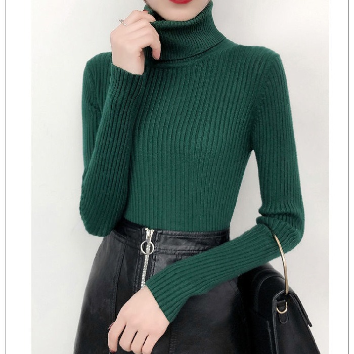 【Helena】超柔款親膚 高領坑條針織上衣 百搭上衣 打底衣 毛衣 秋冬防寒禦寒保暖穿搭內搭針織長袖上衣【A22】-規格圖9