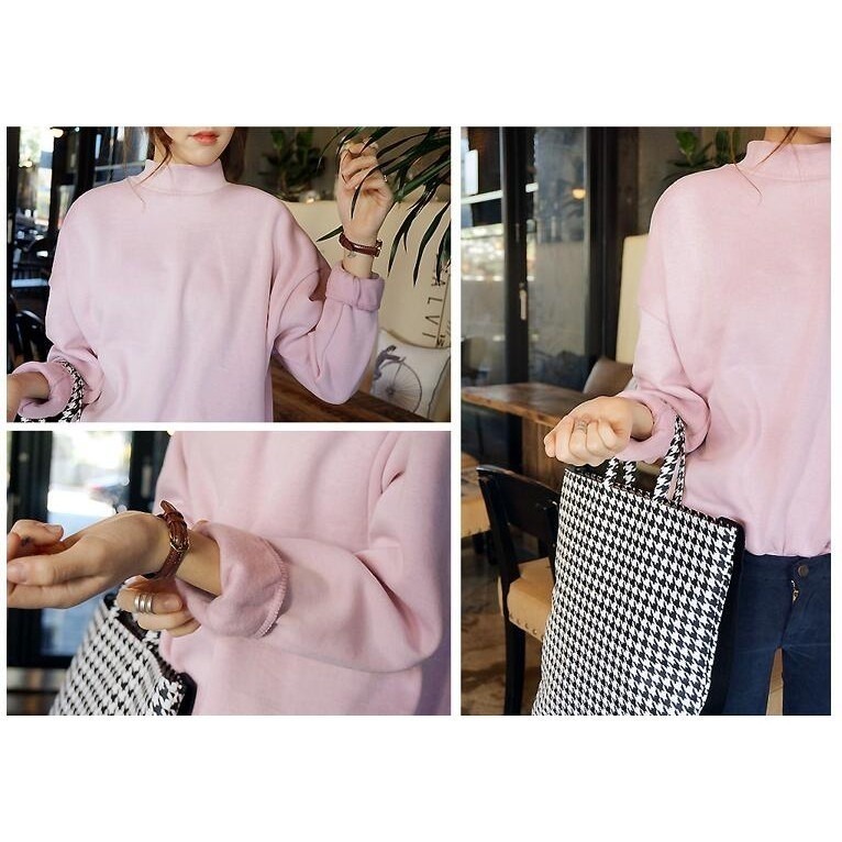 【Helena】半高領大學T 刷毛大學T 內搭衫小立領寬鬆抓絨加厚套頭衛衣 顯瘦百搭大學T 長袖衛衣【A226】-細節圖3