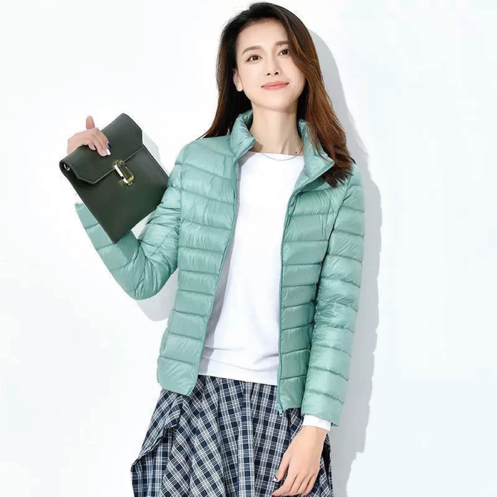 【Helena】連帽羽絨外套 輕羽絨外套 羽絨服 長袖上衣 韓版大碼修身顯瘦百搭開衫衣 保暖抗寒 外套女【A2100】-細節圖2