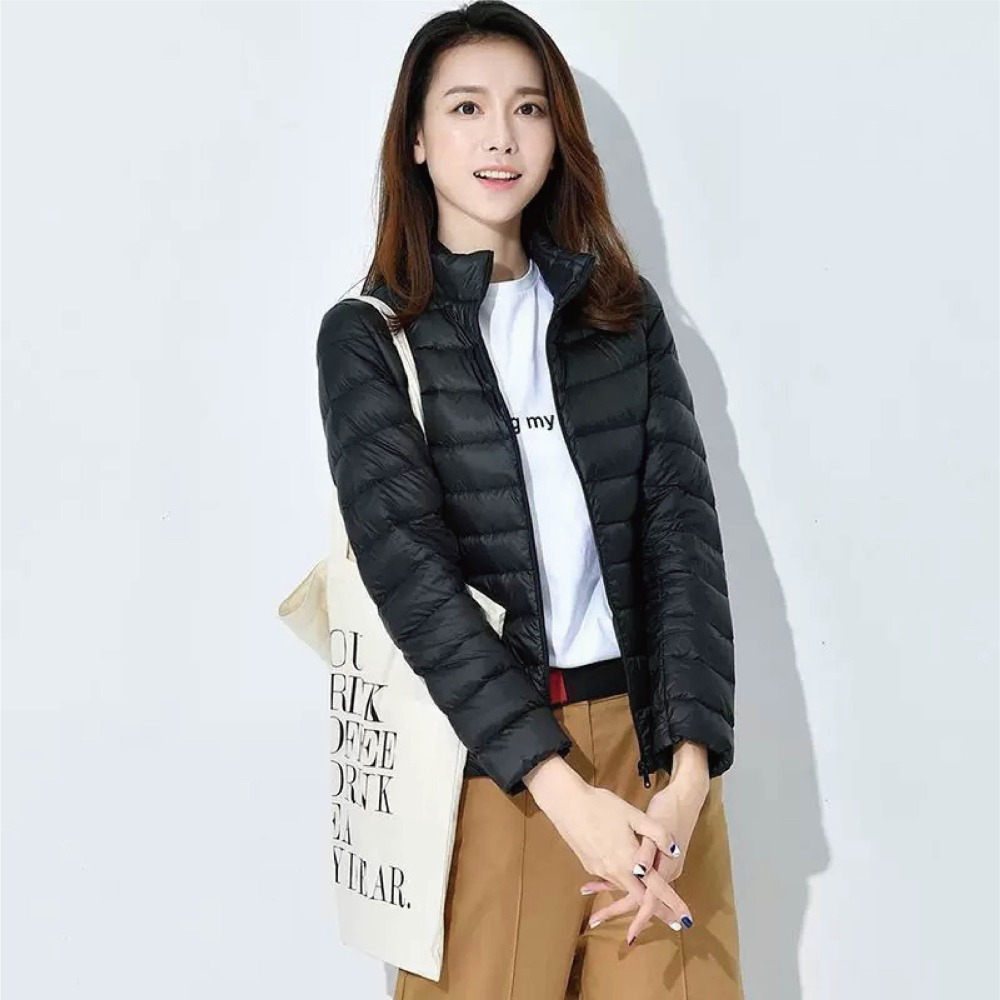 【Helena】連帽羽絨外套 輕羽絨外套 羽絨服 長袖上衣 韓版大碼修身顯瘦百搭開衫衣 保暖抗寒 外套女【A2100】-細節圖3