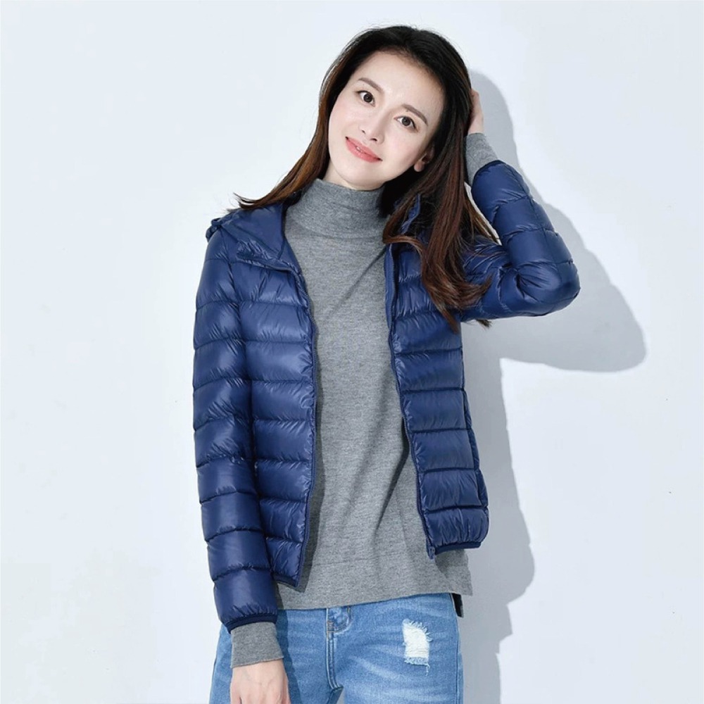 【Helena】連帽羽絨外套 輕羽絨外套 羽絨服 長袖上衣 韓版大碼修身顯瘦百搭開衫衣 保暖抗寒 外套女【A2100】-細節圖6