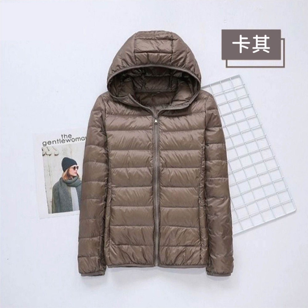 【Helena】連帽羽絨外套 輕羽絨外套 羽絨服 長袖上衣 韓版大碼修身顯瘦百搭開衫衣 保暖抗寒 外套女【A2100】-規格圖9