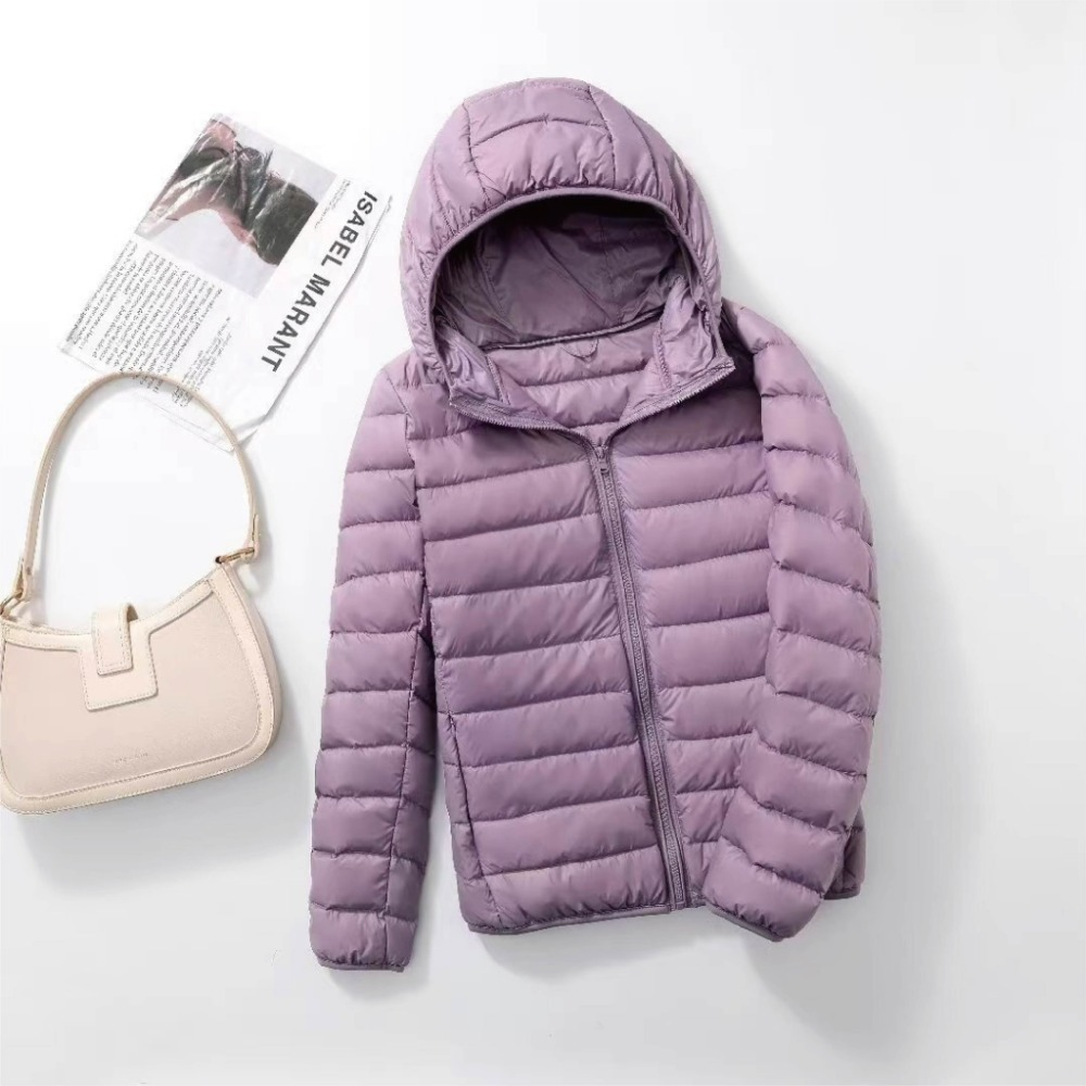 【Helena】連帽羽絨外套 輕羽絨外套 羽絨服 長袖上衣 韓版大碼修身顯瘦百搭開衫衣 保暖抗寒 外套女【A2100】-規格圖9