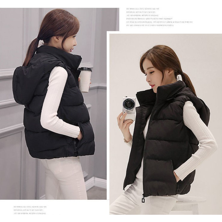 【7-ELEVEN門市團購】羽絨棉背心 連帽背心 羽絨棉馬甲 短版背心 麵包服 抗寒保暖修身顯瘦百搭背心【A2101】-細節圖6