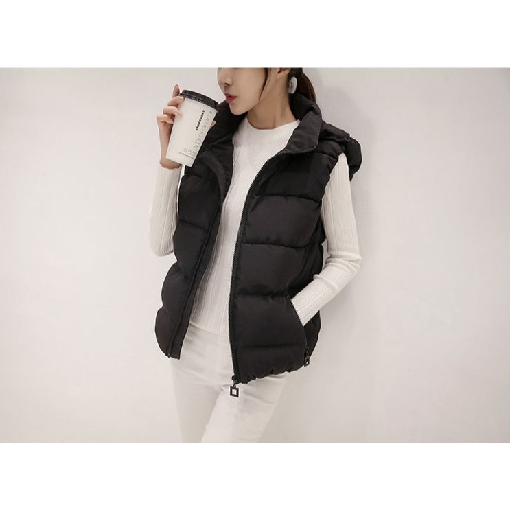 【7-ELEVEN門市團購】羽絨棉背心 連帽背心 羽絨棉馬甲 短版背心 麵包服 抗寒保暖修身顯瘦百搭背心【A2101】-細節圖3