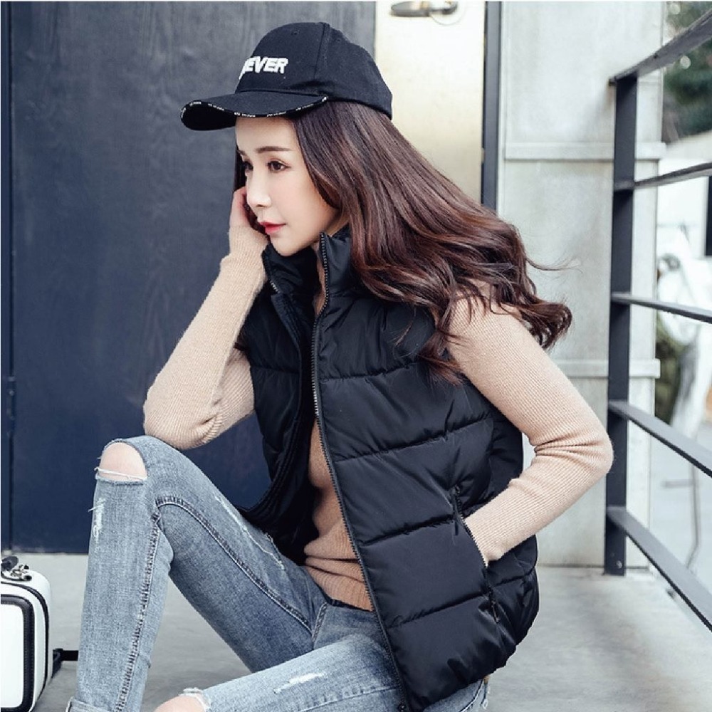 【限時購】【海麗娜】羽絨棉背心 連帽背心 羽絨棉馬甲 短版背心 麵包服 抗寒保暖修身顯瘦百搭背心【A2101】-細節圖8