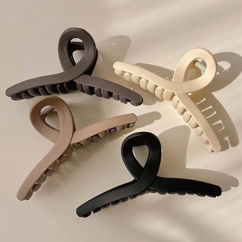 【Helena】磨砂交叉鯊魚夾 抓夾 大號抓夾 髮飾 霧面抓夾 夾子 鯊魚夾 盤髮夾 固定頭髮夾子【D75】-細節圖6