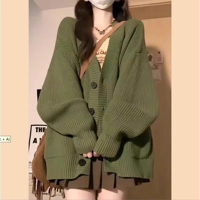 【限時購】【海麗娜】慵懶復古風針織外套 V領外套 中長版外套 毛衣 保暖外套 韓版寬鬆顯瘦休閒開衫衣【A2204】-規格圖8
