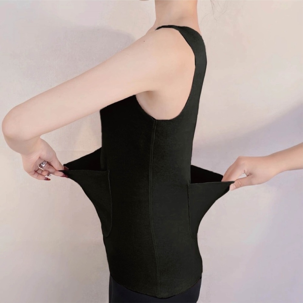 【Helena】發熱雙兜背心 口袋保暖內衣 發熱衣 德絨雙面磨毛修身顯瘦打底衫 暖宮護腰 背心女 女裝【A2207】-規格圖9