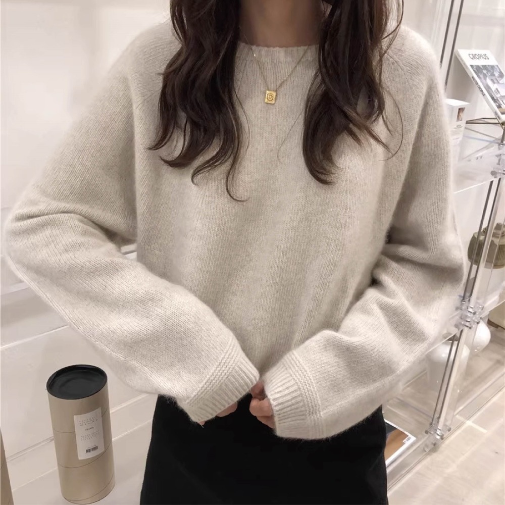 【限時購】【海麗娜】韓版慵懶風寬鬆圓領毛衣 針織上衣 長袖上衣 素T 大碼中長款下擺顯瘦百搭針織衫上衣 【A2160】-細節圖10