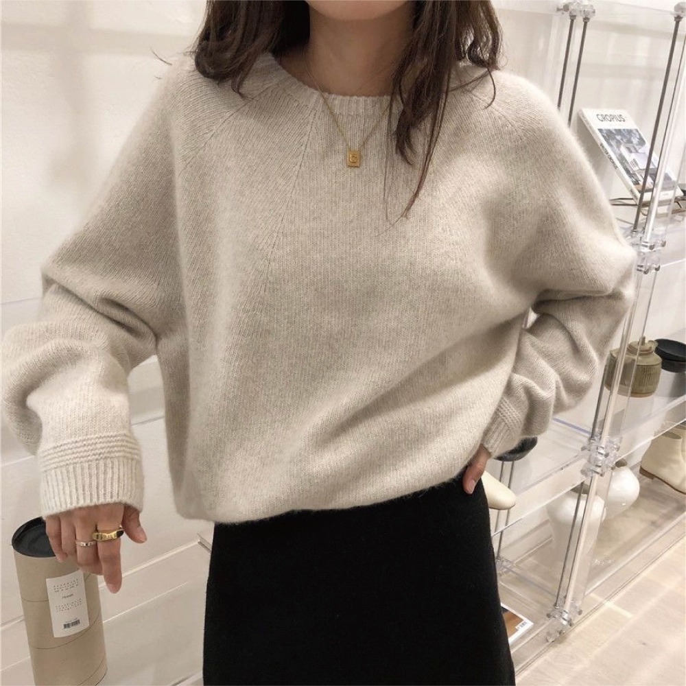 【限時購】【海麗娜】韓版慵懶風寬鬆圓領毛衣 針織上衣 長袖上衣 素T 大碼中長款下擺顯瘦百搭針織衫上衣 【A2160】-規格圖10