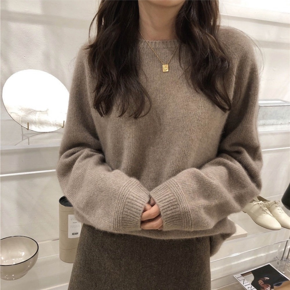 【限時購】【海麗娜】韓版慵懶風寬鬆圓領毛衣 針織上衣 長袖上衣 素T 大碼中長款下擺顯瘦百搭針織衫上衣 【A2160】-規格圖10