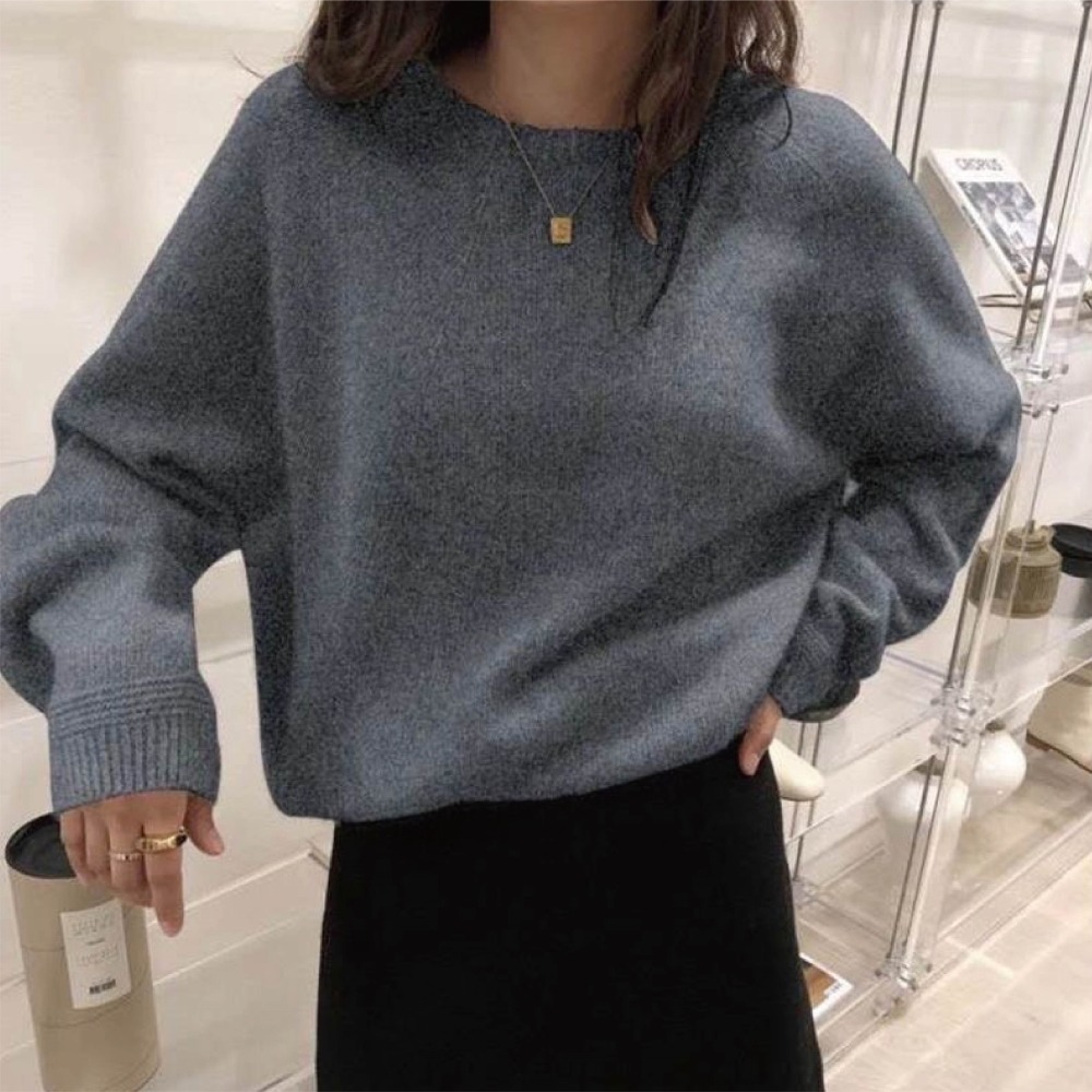 【限時購】【海麗娜】韓版慵懶風寬鬆圓領毛衣 針織上衣 長袖上衣 素T 大碼中長款下擺顯瘦百搭針織衫上衣 【A2160】-規格圖10