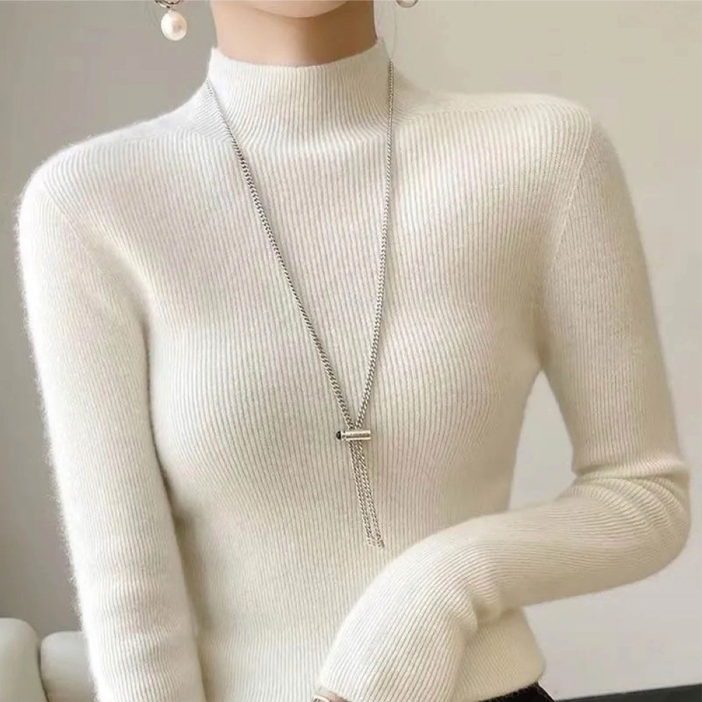 【Helena】柔美色系半高領針織上衣 長袖上衣 秋冬韓系休閒百搭柔軟立領針織衫 韓國韓系女裝 女生衣著【A2144】-細節圖2