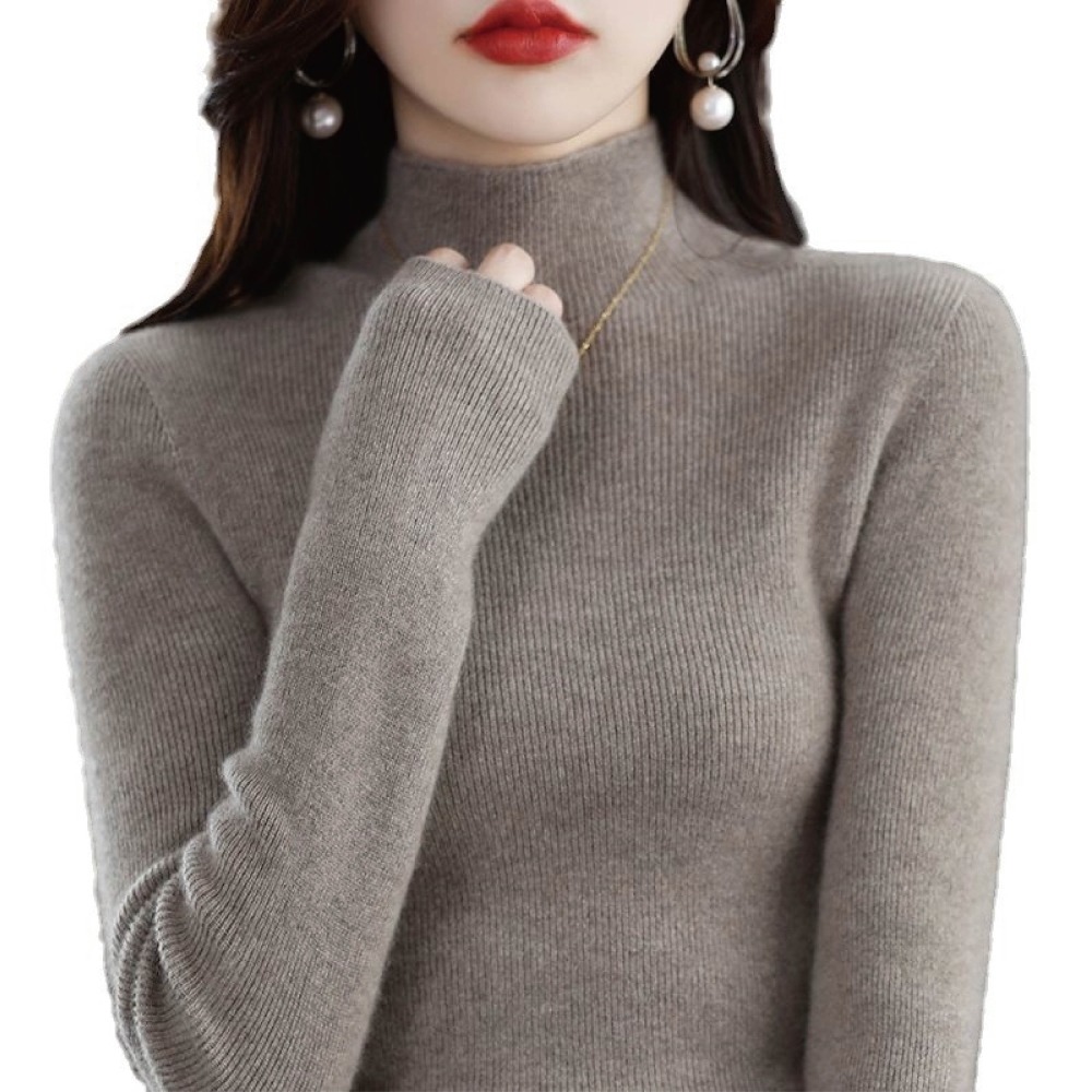 【Helena】半高領針織上衣 針織衫 內搭毛衣 微高領長袖上衣 寬鬆顯瘦休閒百搭彈性打底衫 上衣女【A2159】-細節圖9