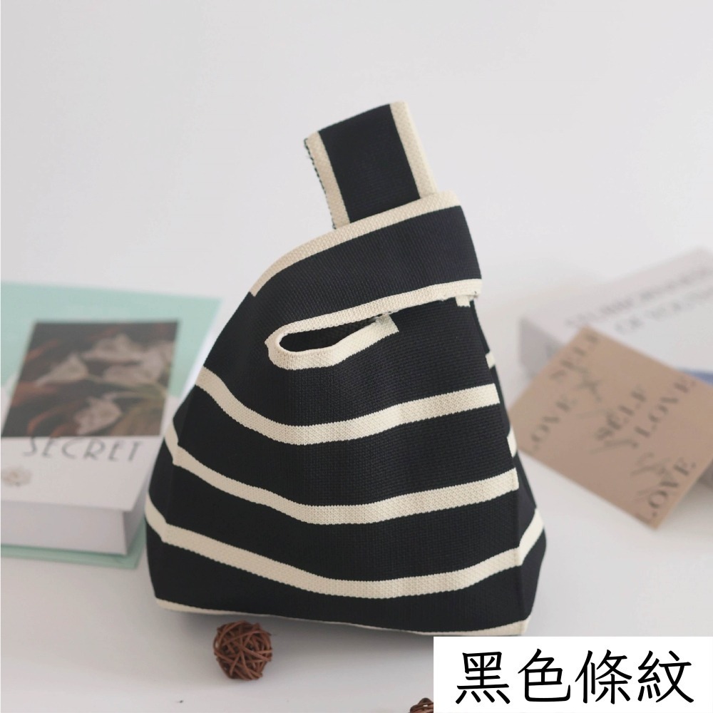 【Helena】針織毛線手提包 購物袋 便當袋 手腕包 印花小包 摺疊收納方便攜帶小提袋 單肩包 女包【D74】-規格圖11
