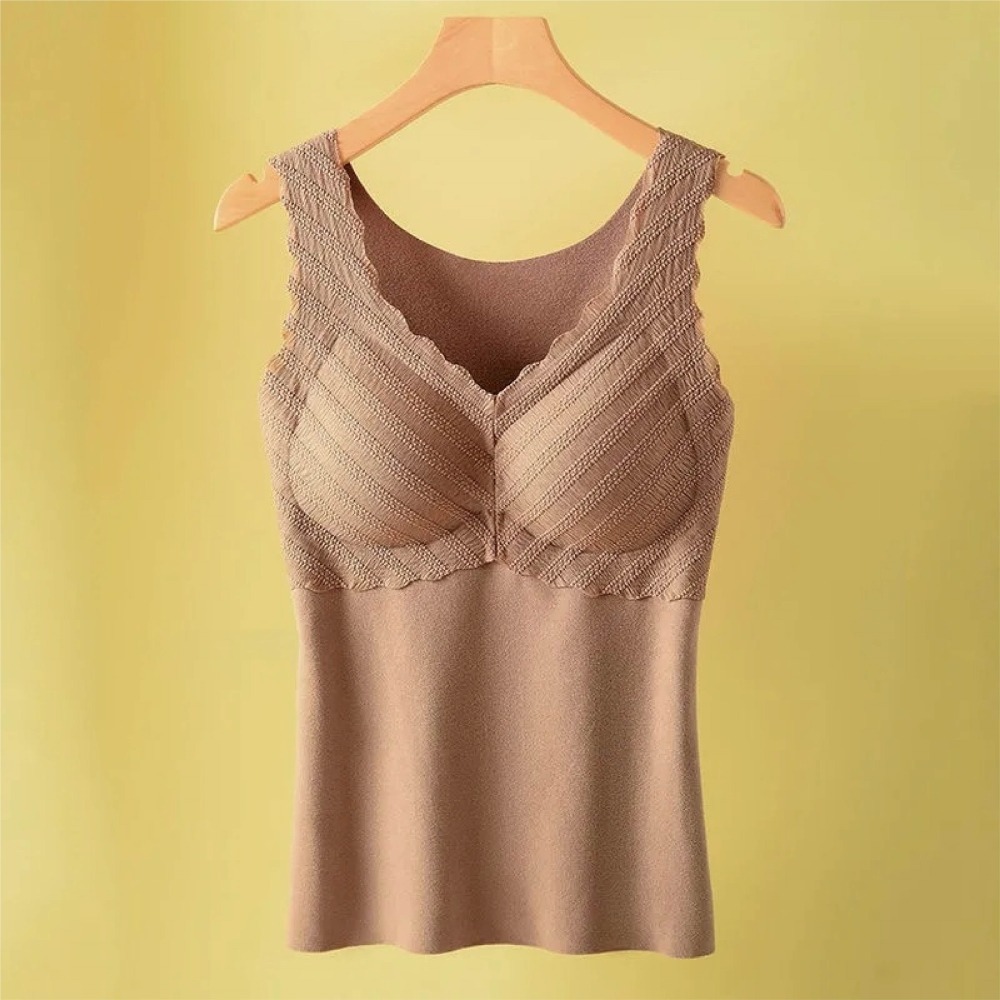 【Helena】德絨發熱背心 無痕上衣 保暖內衣 可拆胸墊 內搭衣 加絨修身顯瘦打底衫 背心女 女裝【A2208】-規格圖9