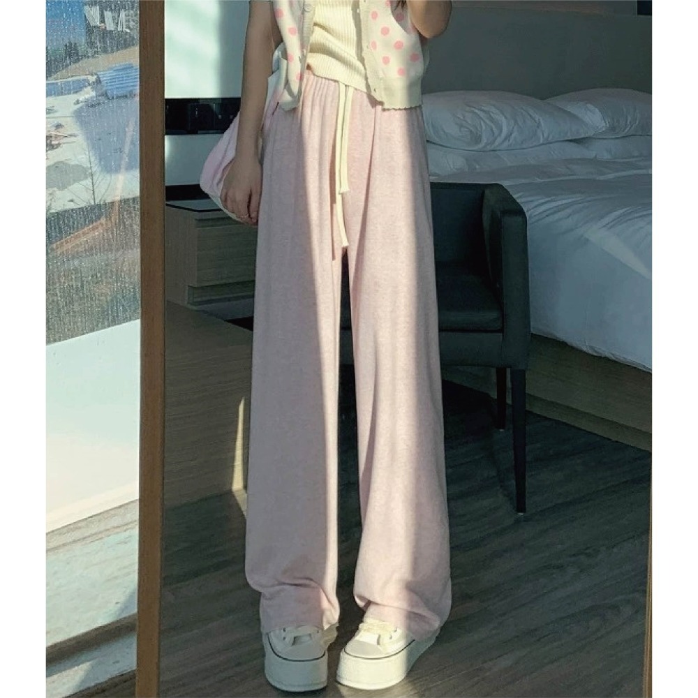 【Helena】加絨軟糯垂感抽繩寬褲 闊腿褲 直筒褲 拖地褲 高腰保暖寬鬆顯瘦休閒褲 褲子女 女裝【C230】-細節圖6