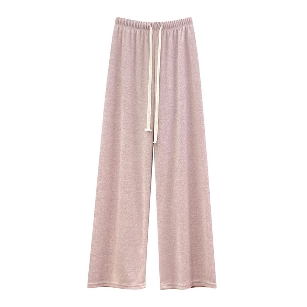 【Helena】加絨軟糯垂感抽繩寬褲 闊腿褲 直筒褲 拖地褲 高腰保暖寬鬆顯瘦休閒褲 褲子女 女裝【C230】-細節圖9