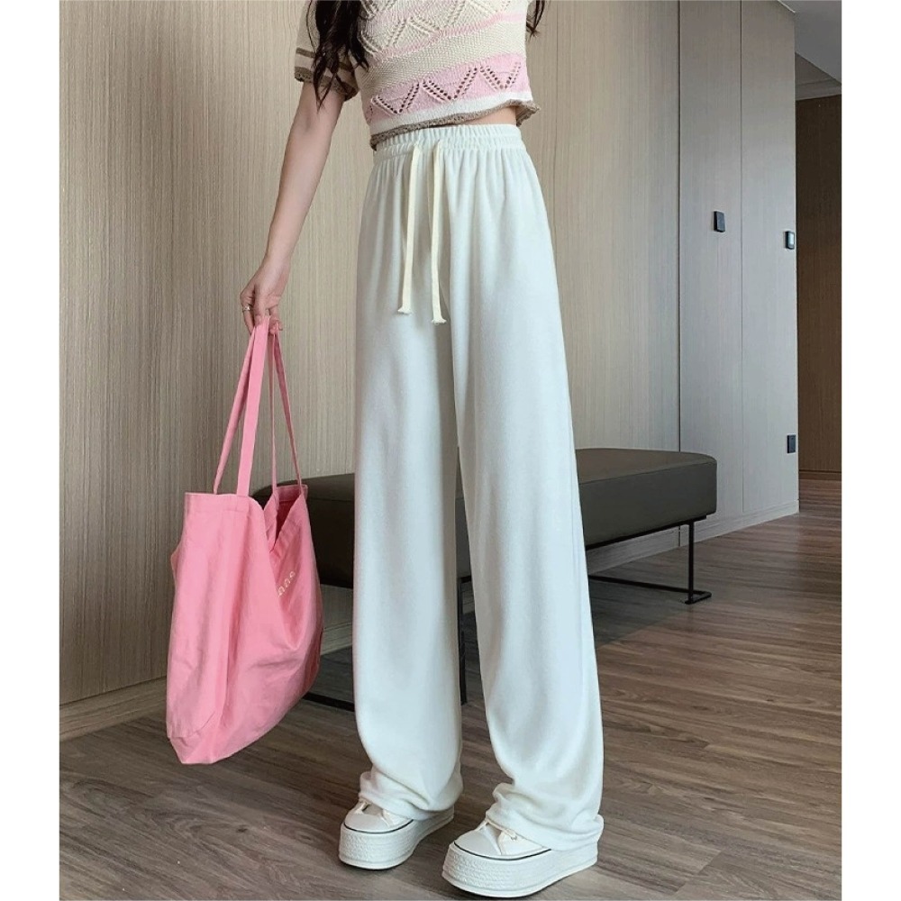 【Helena】加絨軟糯垂感抽繩寬褲 闊腿褲 直筒褲 拖地褲 高腰保暖寬鬆顯瘦休閒褲 褲子女 女裝【C230】-規格圖9