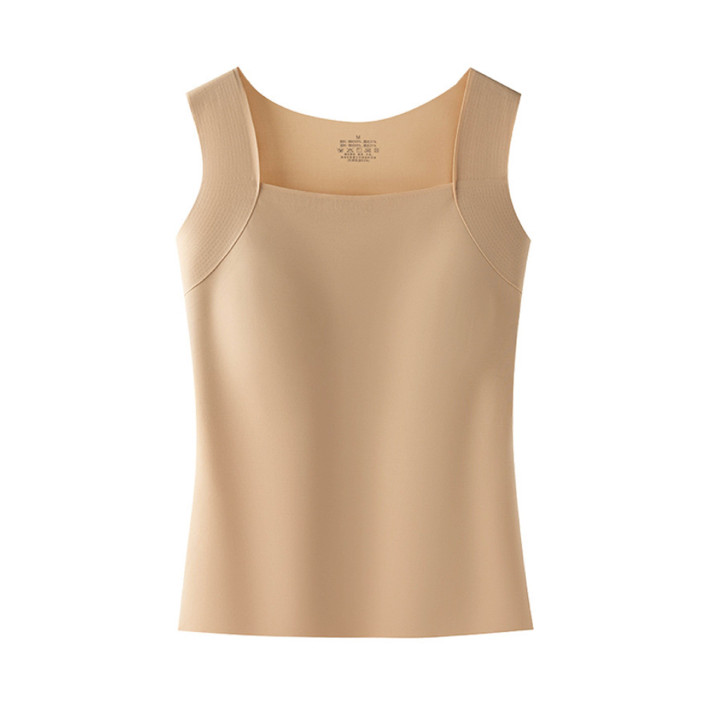 【Helena】保暖無痕寬肩帶背心 免穿文胸 無袖上衣 內衣 帶胸墊修身顯瘦打底衫 無痕美背 上衣女【A2224】-細節圖9