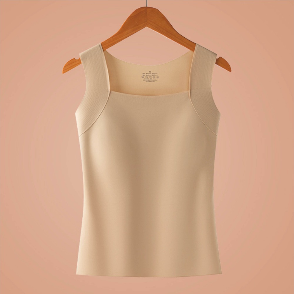 【Helena】保暖無痕寬肩帶背心 免穿文胸 無袖上衣 內衣 帶胸墊修身顯瘦打底衫 無痕美背 上衣女【A2224】-規格圖9