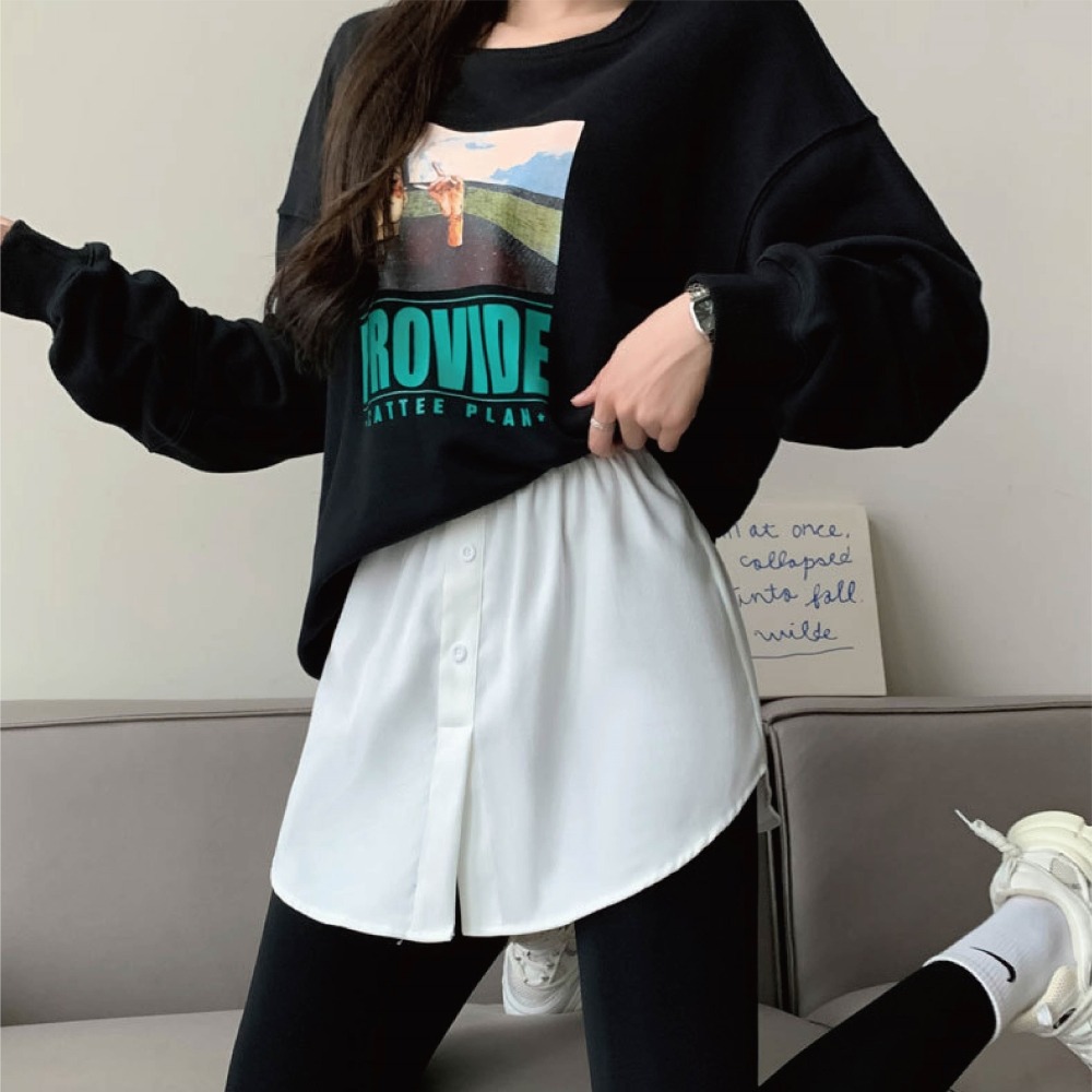 【Helena】百搭疊穿衛衣打底神器 襯衫下擺 內搭神器 假兩件裙襬 衛衣打底裙 內搭襯裙 遮屁裙【C1228】-細節圖7