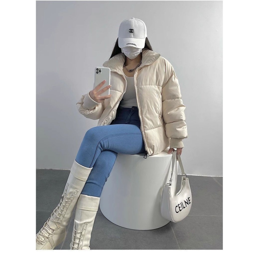 【限時購】【海麗娜】立領短款麵包外套 韓版鋪棉外套 羽絨棉外套 保暖寬鬆外套 棉衣 防風抗寒外套【A2234】-細節圖4