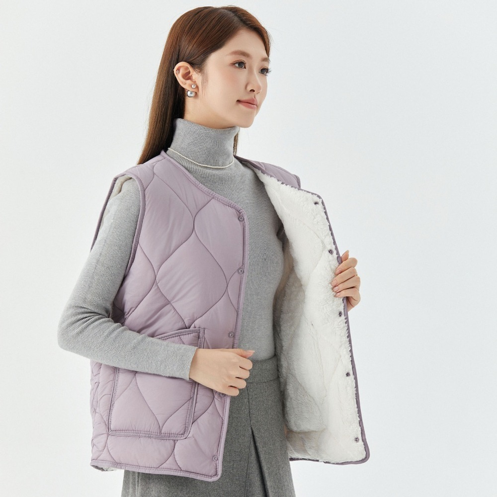 【Helena】圓領加絨加厚保暖馬甲 外搭背心外套 大尺碼馬甲 馬甲外套 大口袋 秋冬季 背心女 女裝【A2237】-細節圖2