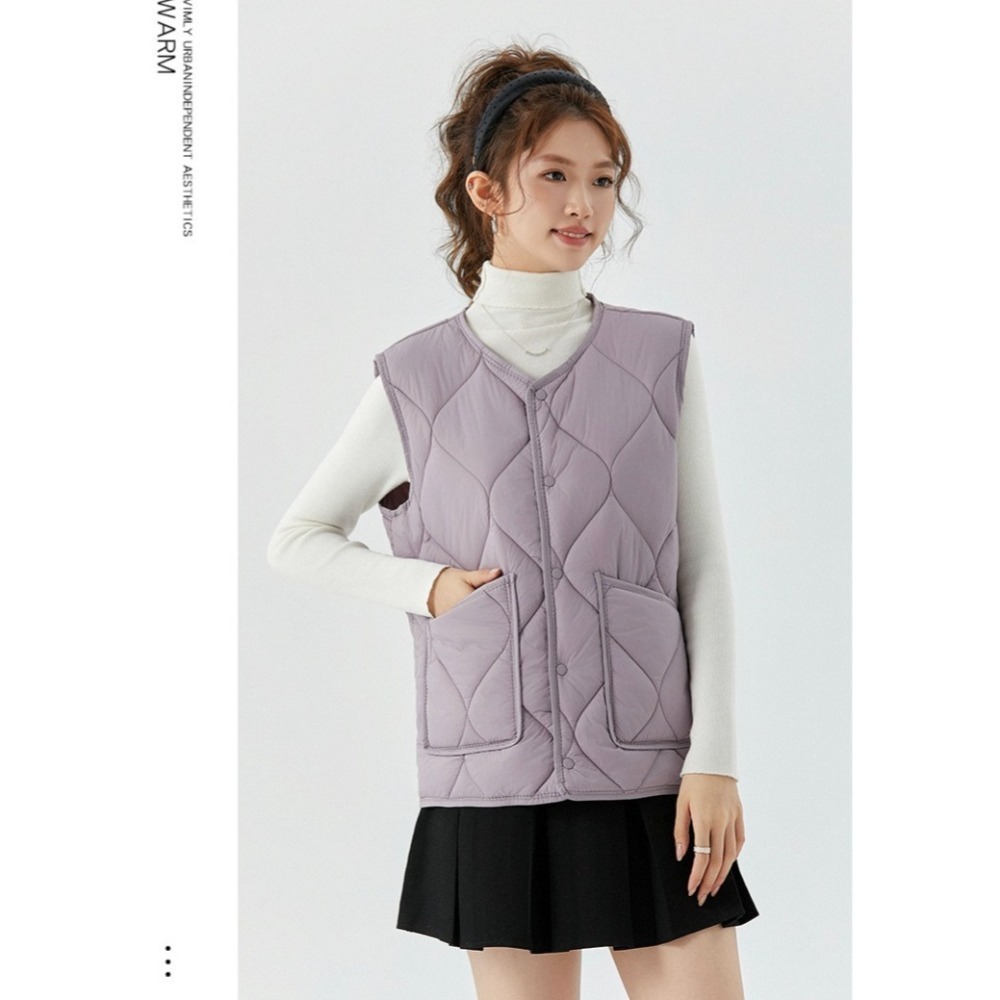 【Helena】圓領加絨加厚保暖馬甲 外搭背心外套 大尺碼馬甲 馬甲外套 大口袋 秋冬季 背心女 女裝【A2237】-細節圖4