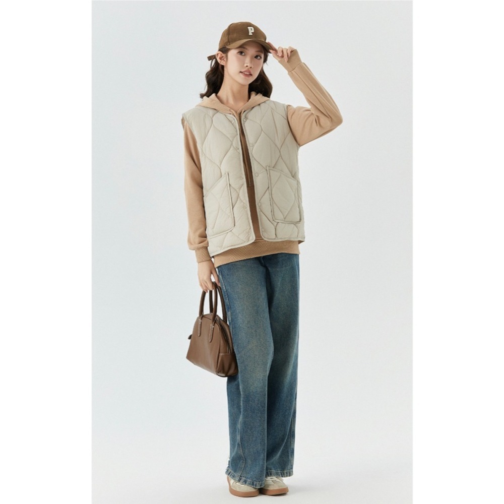 【Helena】圓領加絨加厚保暖馬甲 外搭背心外套 大尺碼馬甲 馬甲外套 大口袋 秋冬季 背心女 女裝【A2237】-細節圖8