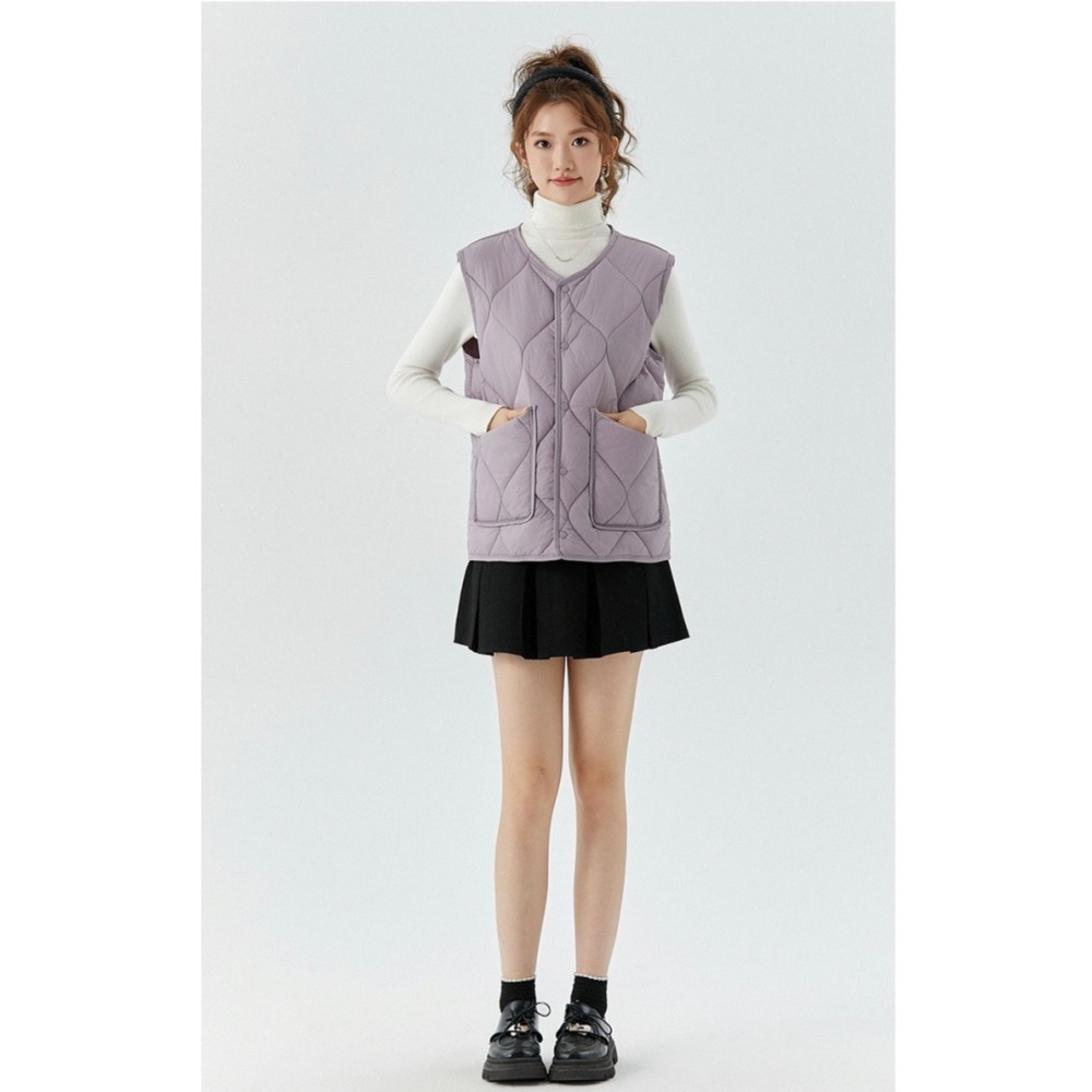 【Helena】圓領加絨加厚保暖馬甲 外搭背心外套 大尺碼馬甲 馬甲外套 大口袋 秋冬季 背心女 女裝【A2237】-細節圖9