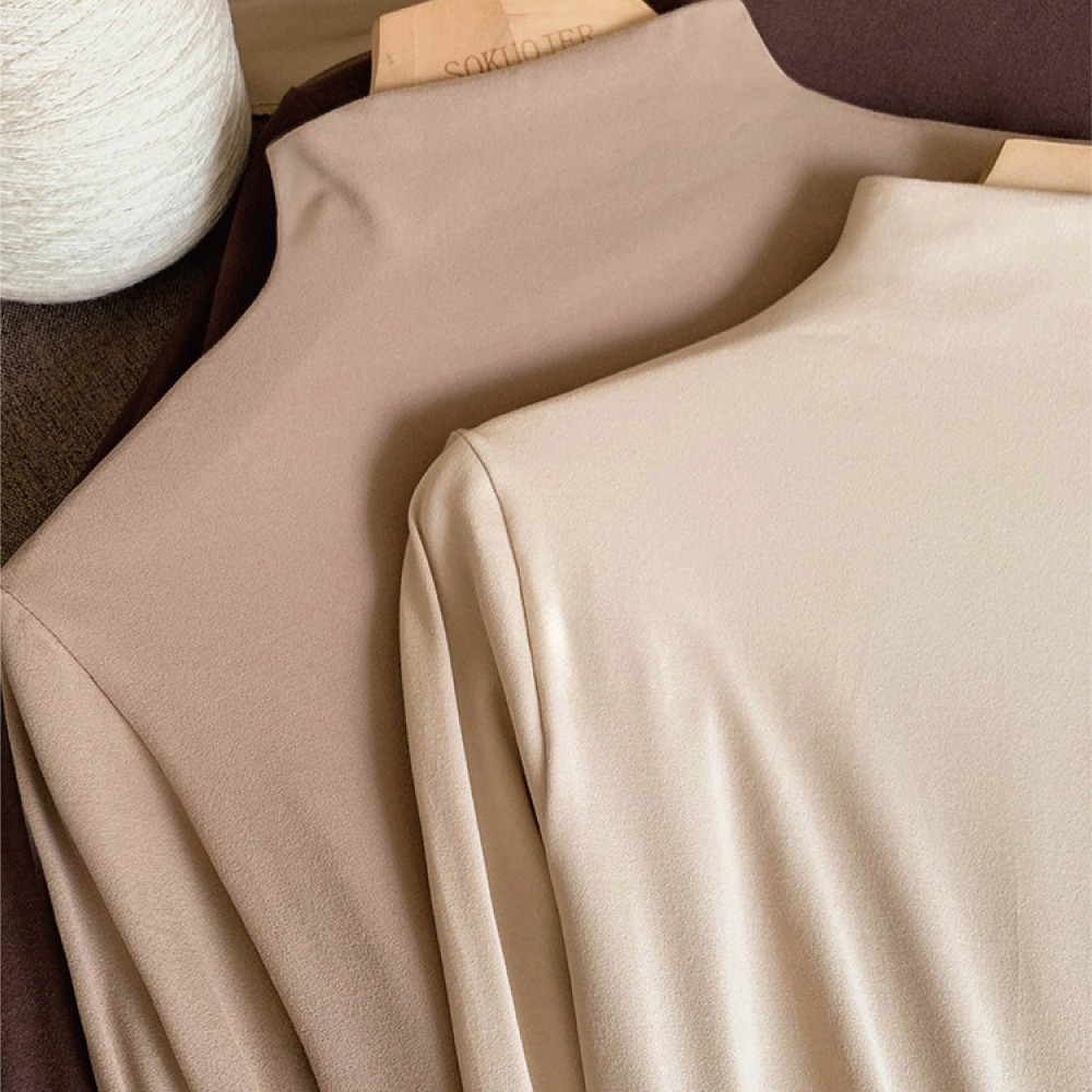 【海麗娜】雙面磨毛半高領內搭長袖 打底衫 內搭保暖 衛生衣 長袖t恤 秋冬季 上衣女 女裝【A2240】-細節圖2