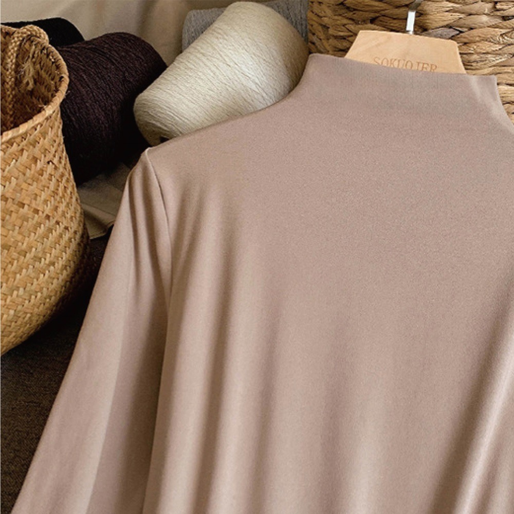 【海麗娜】雙面磨毛半高領內搭長袖 打底衫 內搭保暖 衛生衣 長袖t恤 秋冬季 上衣女 女裝【A2240】-規格圖9