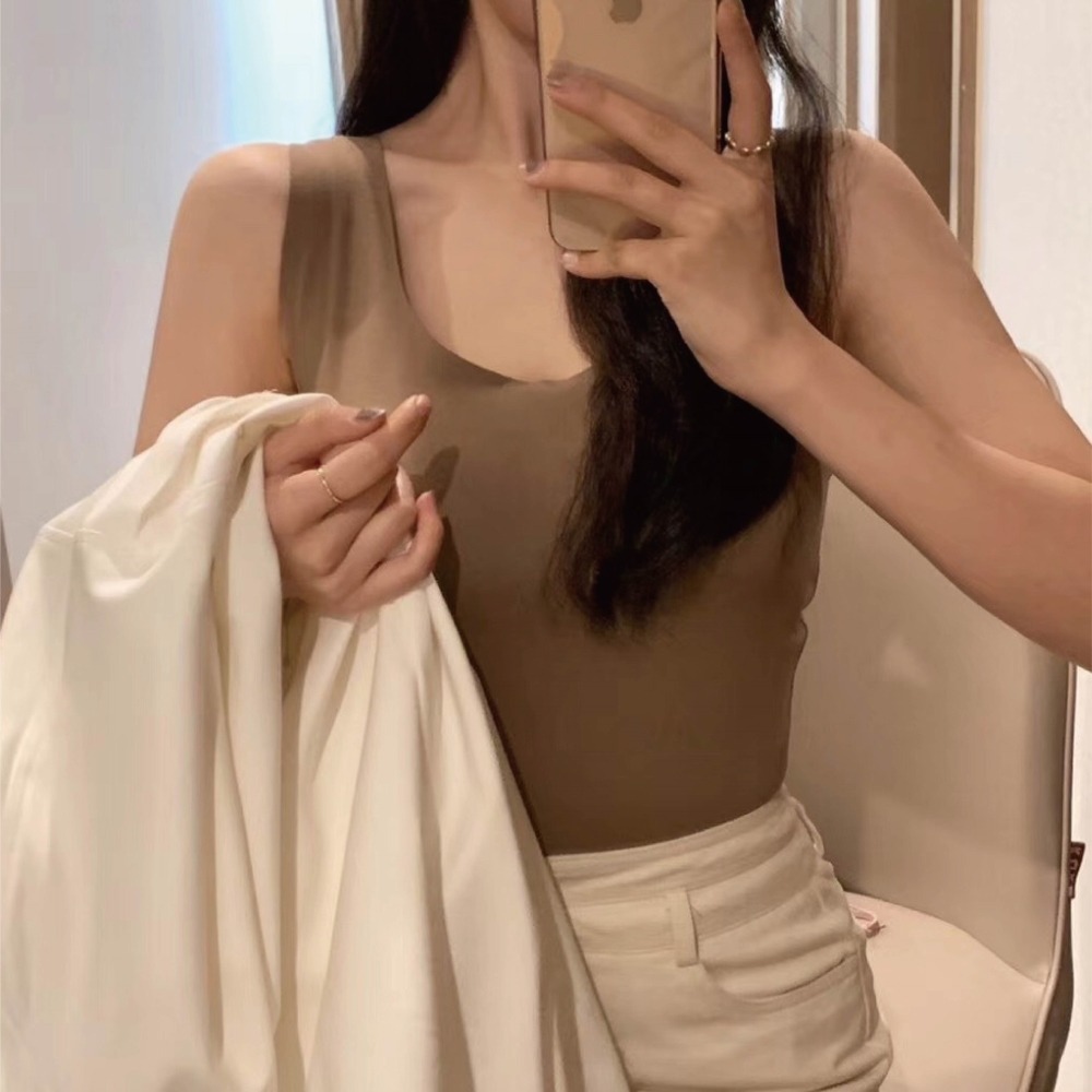 【Helena】雙面德絨U領暖暖背心 保暖內衣 發熱衣 海鷗領 磨毛背心 小可愛 韓版圓領背心 上衣女【A2226】-細節圖4