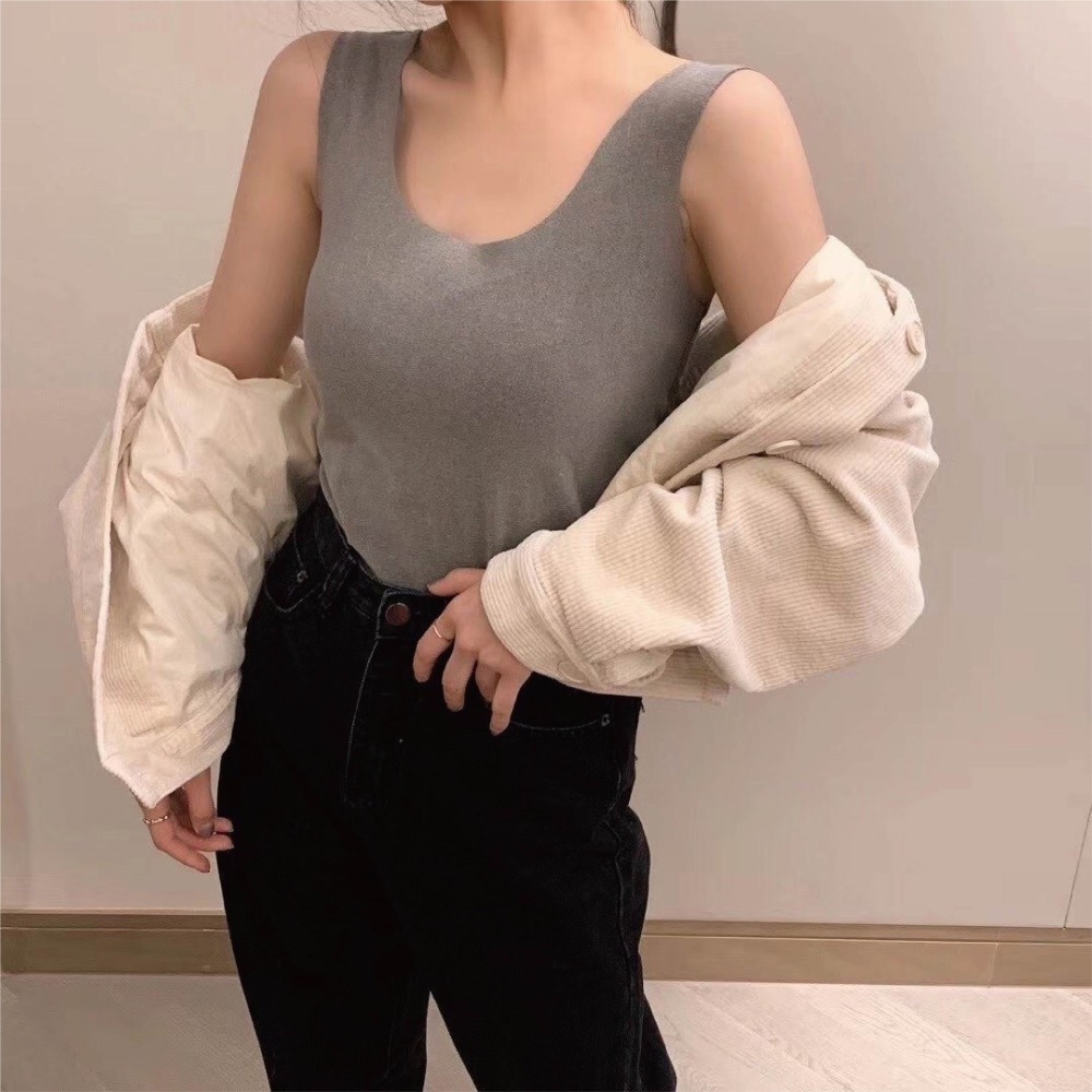 【Helena】雙面德絨U領暖暖背心 保暖內衣 發熱衣 海鷗領 磨毛背心 小可愛 韓版圓領背心 上衣女【A2226】-規格圖9