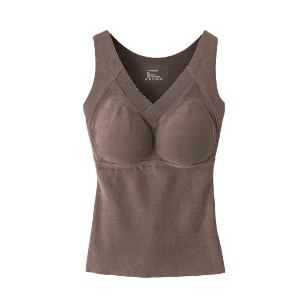 【Helena】石墨烯保暖背心 免穿內衣 發熱衣 內搭衣 帶胸墊 加絨磨毛無痕打底衫 秋冬季 背心女【A2228】-細節圖9