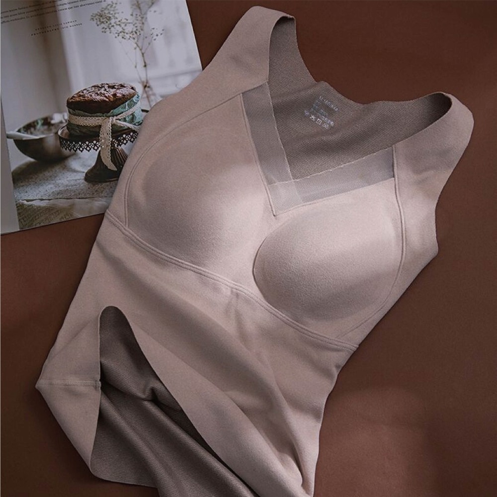 【Helena】石墨烯保暖背心 免穿內衣 發熱衣 內搭衣 帶胸墊 加絨磨毛無痕打底衫 秋冬季 背心女【A2228】-細節圖7