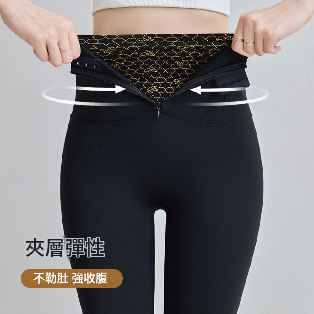 【Helena】拉鍊鯊魚褲 加絨提臀芭比褲 瑜珈褲 彈力內搭褲 健身高腰收腹打底褲 秋冬季 褲子女【C233】-細節圖4