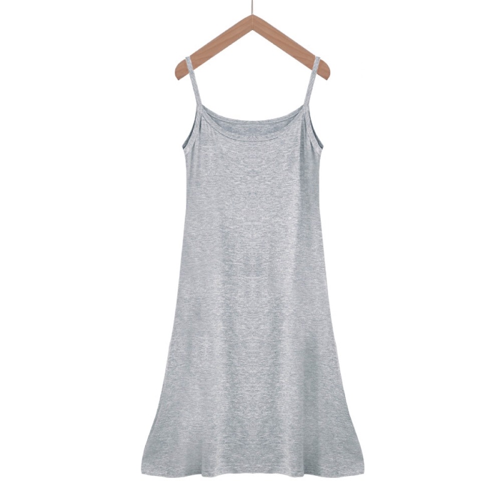 【Helena】莫代爾輕薄涼爽無袖吊帶裙 連身裙 素色顯瘦百搭長裙 背心裙 打底單穿皆可 裙子女 女裝【A1105】-細節圖9