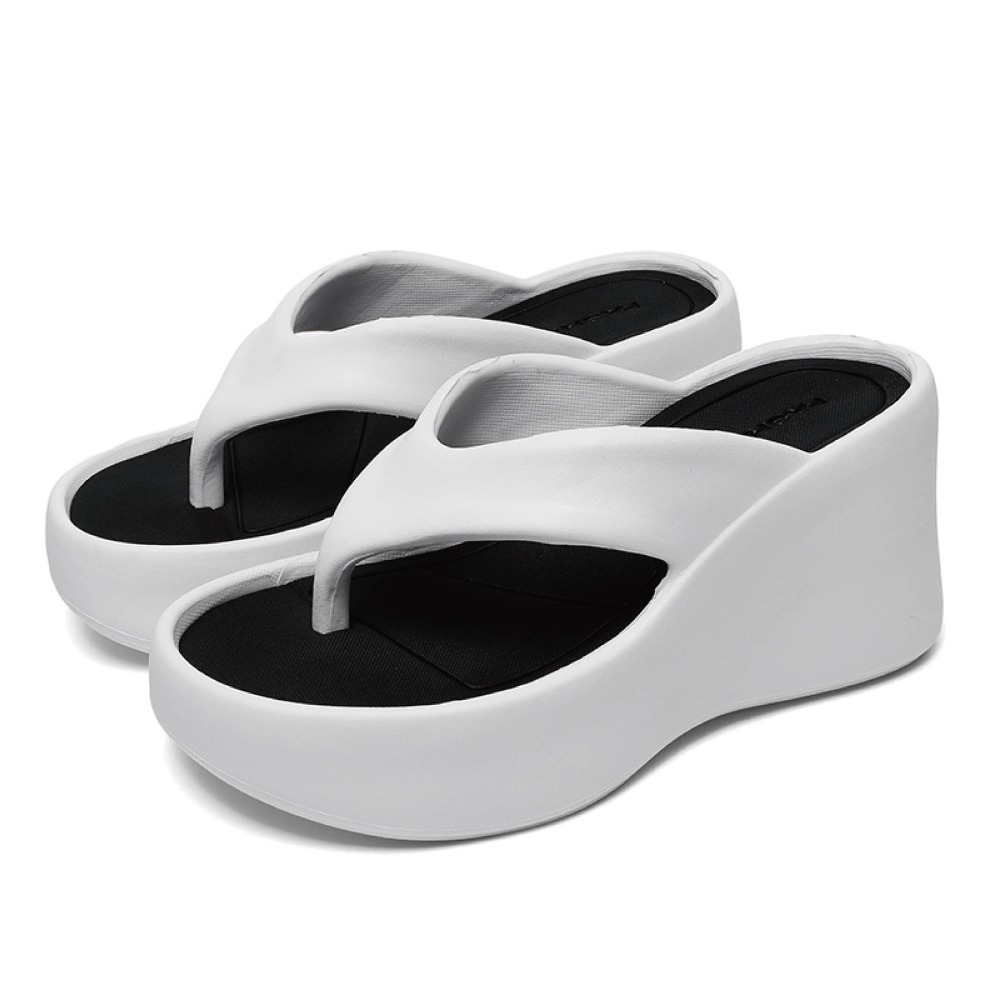 【7-ELEVEN門市團購】休閒人字拖 厚底夾腳拖鞋 坡跟防滑防水拖鞋 增高鞋 平底涼鞋 素色時尚百搭拖鞋【T12】-細節圖9